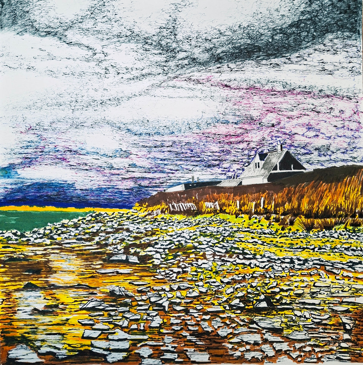 Skyfall Over The Stones - British seascape wall art for sale