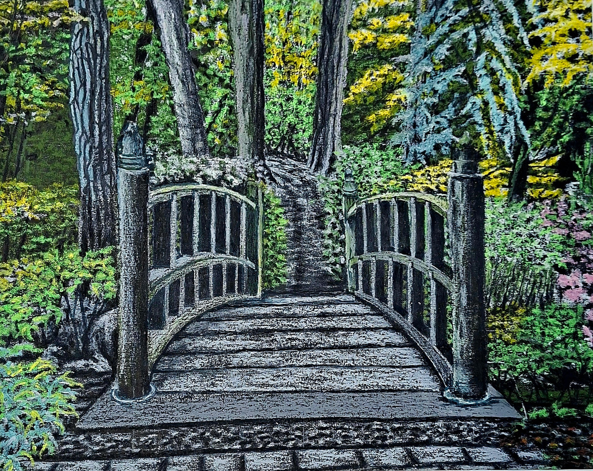 Fine art print by Trevor Whetstone -The Quiet Crossing - A British Landscape Drawing