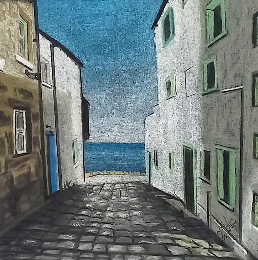 Cullen - Seascape pastel wall art drawing for sale.