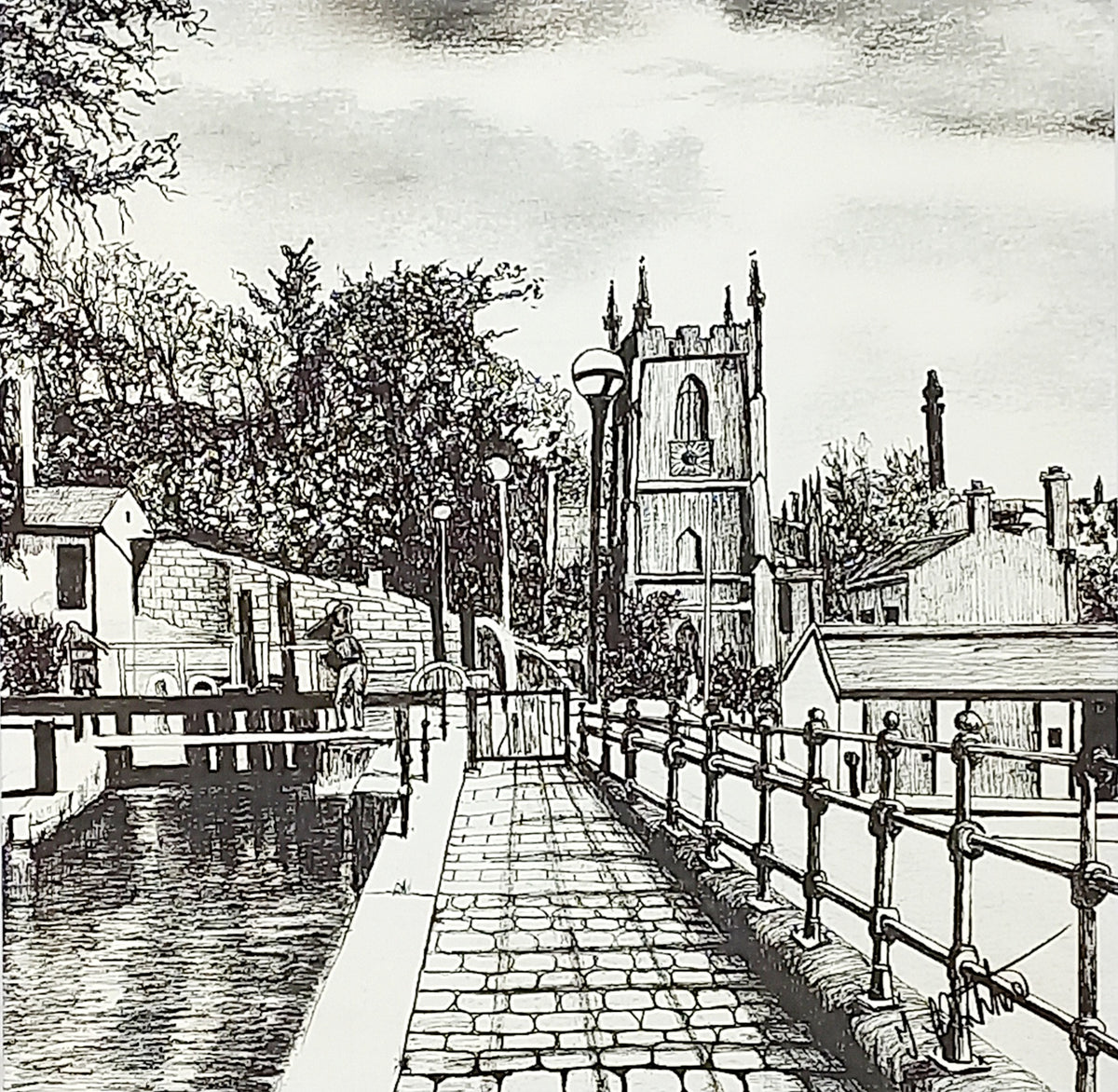 Postcard by Trevor Whetstone -Sowerby Bridge Locks -