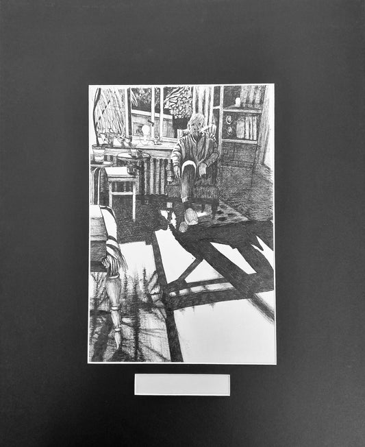 Original interior pen drawing by Trevor Whetstone - Sunshine came through my window -