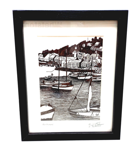 Mousehole - Seascape pen drawing drawing for sale.