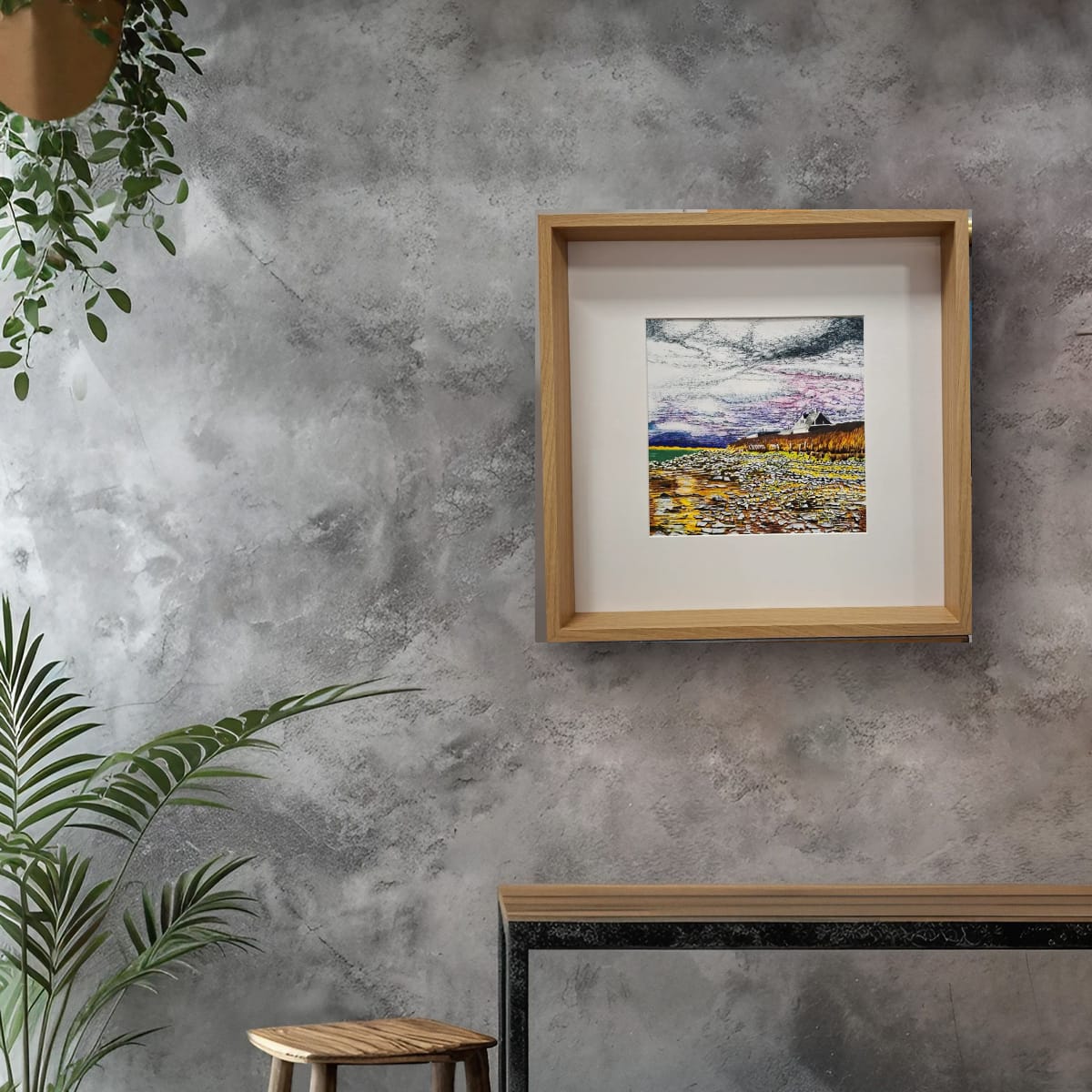 Skyfall Over The Stones - Seascape wall art drawing for sale