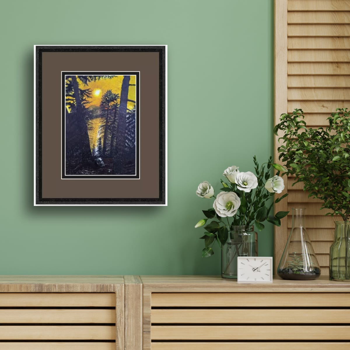Original British Landscape wall art pen drawing by Trevor Whetstone -Golden Silence -