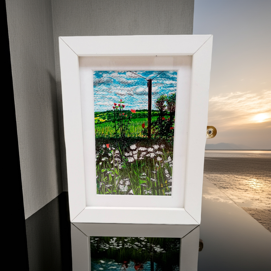 Mr Platts Garden - Landscape wall art drawing for sale.