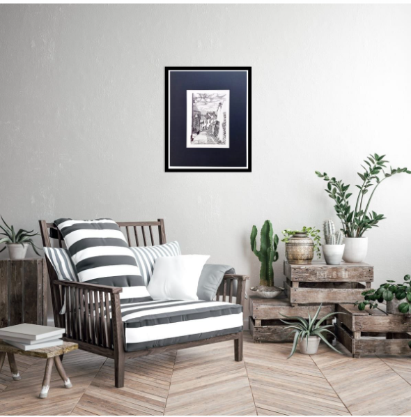 Robin Hoods Bay - Seascape wall art drawing for sale.