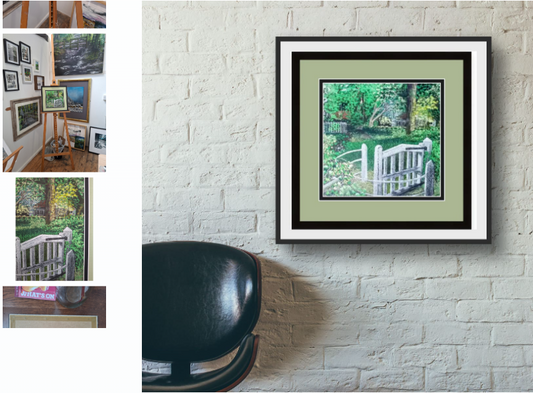 Framed original British garden pastel drawing of A Beautiful Garden by Trevor Whetstone