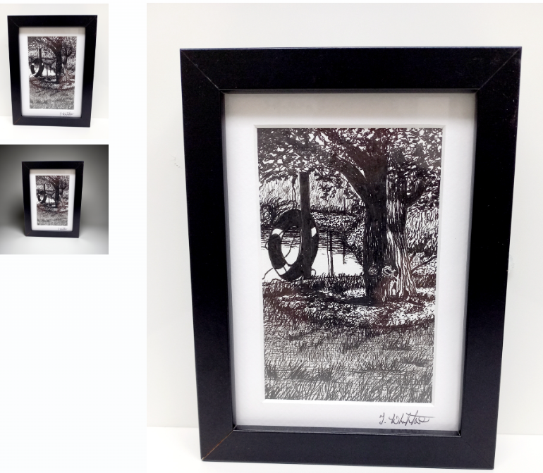 Original Framed British Landscape pen drawing by Trevor Whetstone -Woodthorpe Park - Lincolnshire -