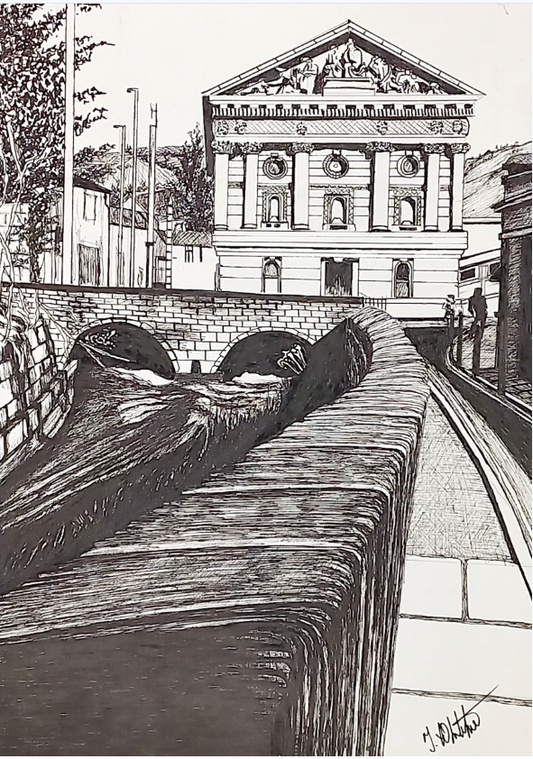 Fine art print by Trevor Whetstone - Todmordon Town Hall -
