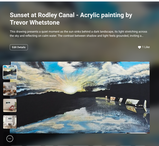 Sunset at Rodley Canal - Original acrylic landscape painting by Trevor Whetstone