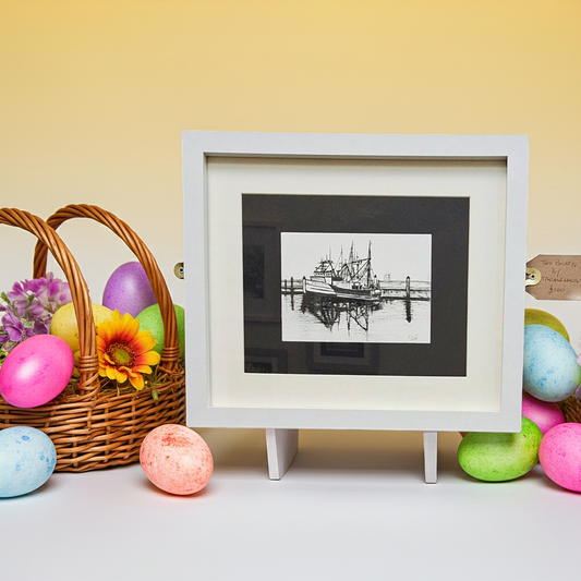 Two Boats - Seascape drawing for sale