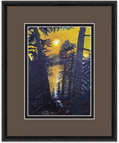 Original British Landscape wall art pen drawing by Trevor Whetstone -Golden Silence -
