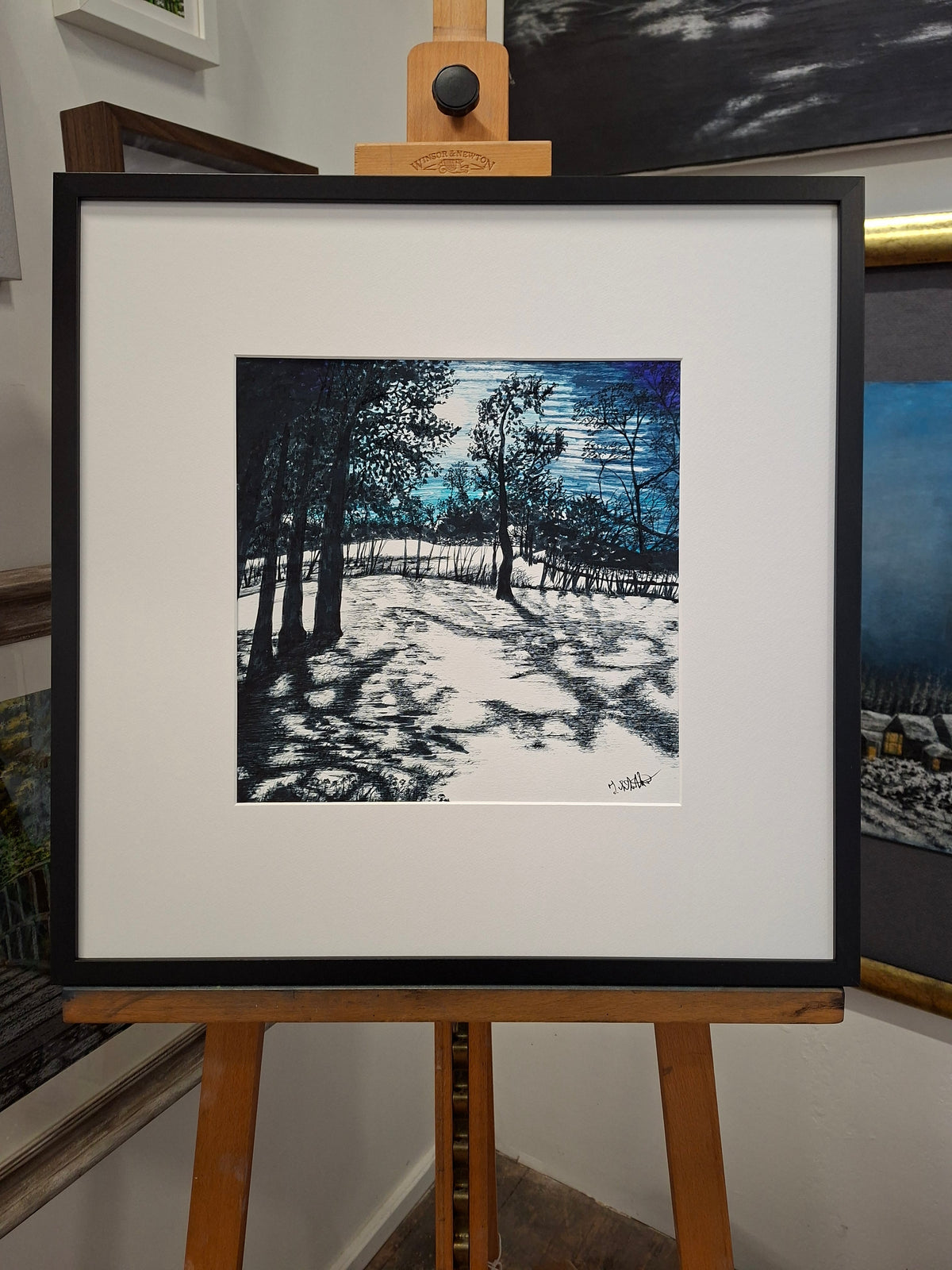 Moonshadow Meadow - Landscape wall art drawing for sale