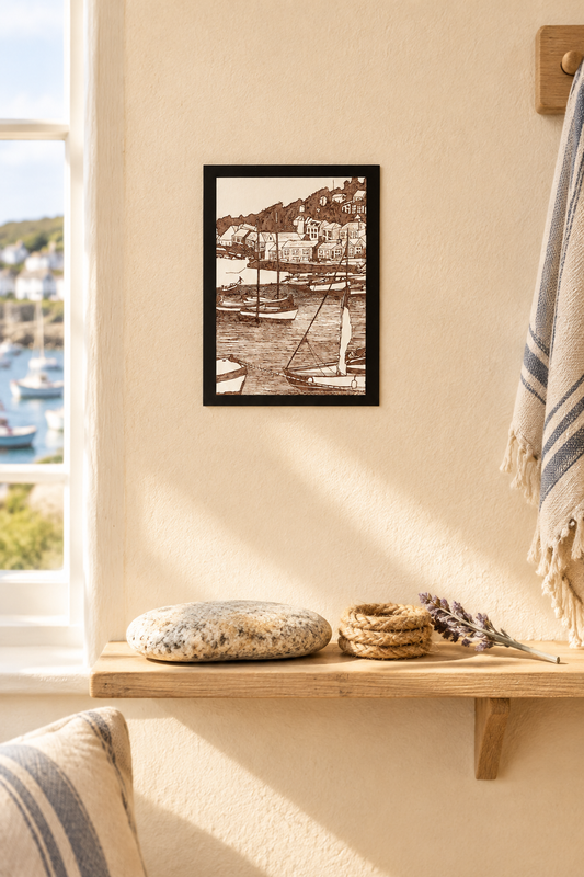 Mousehole, Cornwall – Mounted Print – Pinterest vertical image