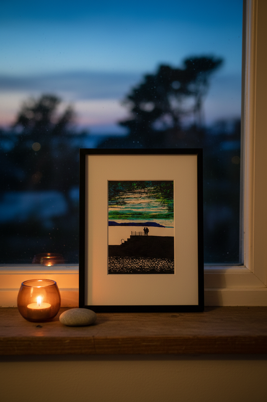 Silhouettes at Dusk – Mounted & Framed Pinterest vertical image