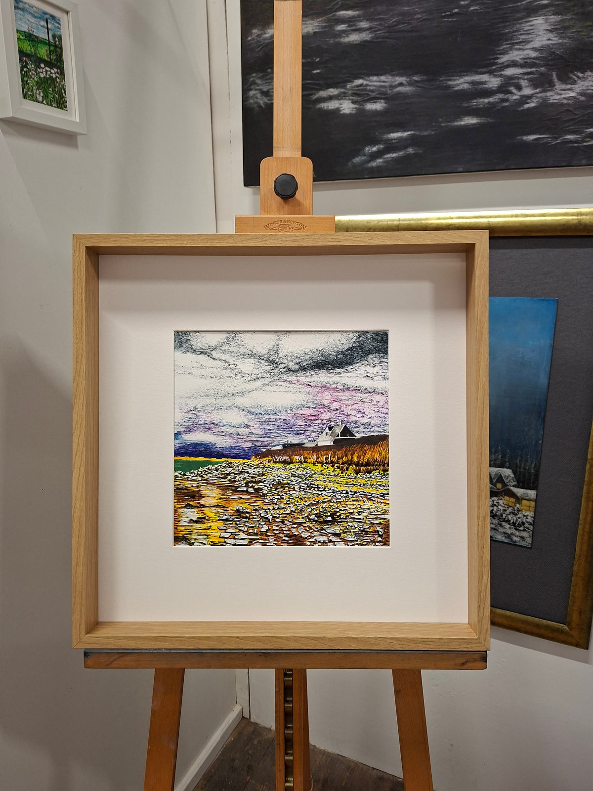 Skyfall Over The Stones - Seascape wall art drawing for sale